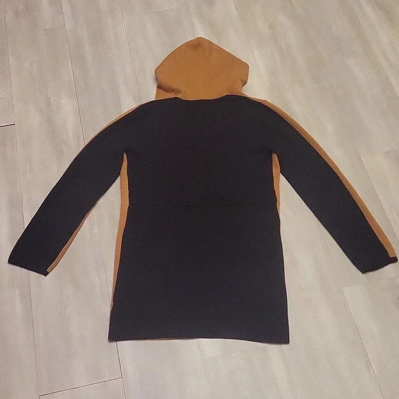 🛍Rachel Zoe Hooded Tan and Black Open Front Cardigan Womens Size Small - Picture 7 of 8